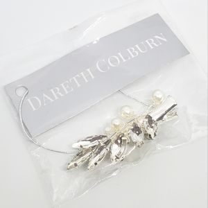 Dareth Colburn Bridal Silver Pearl Rhinestone Hair Clip for Wedding Prom Event